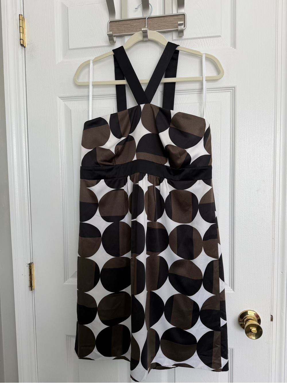 Banana Republic Brown & Black Halter Style Polka Dot Dress Size 12